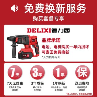 DELIXI 德力西 无刷电锤+冲击电钻4.0AH一电套装