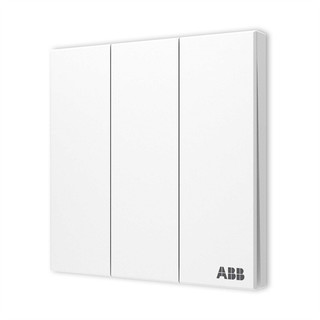 ABB 开关插座面板 盈致系列白色 无边框纯平开关面板 86型墙壁电源 三开双控