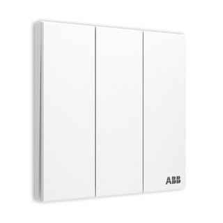 ABB 开关插座面板 盈致系列白色 无边框纯平开关面板 86型墙壁电源 三开双控