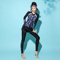 XTEP 特步 新款泳衣女分体两件套保守遮肚女士潜水服套装长袖女士温泉泳衣