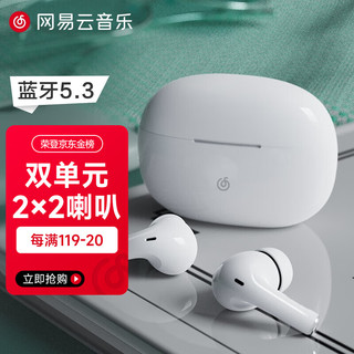 网易云音乐 Music Pods 2022款 入耳式真无线双动圈降噪蓝牙耳机 白色