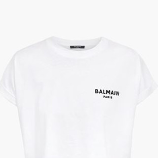 BALMAIN 巴尔曼 女士圆领短袖T恤 VF11370B013 白色 L