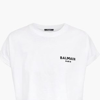 BALMAIN 巴尔曼 女士圆领短袖T恤 VF11370B013 白色 M