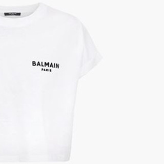 BALMAIN 巴尔曼 女士圆领短袖T恤 VF11370B013 白色 M