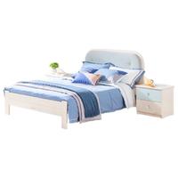 Sampo 松堡王国 TC035 实木儿童床+100mm厚苹果绿床垫 蓝色 120*190cm