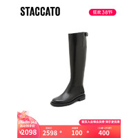STACCATO 思加图 2022冬季新款骑士靴长靴高筒靴时装靴女皮靴D2573DC2 黑色（单里） 36