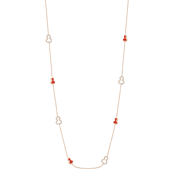Qeelin 麒麟珠宝 Wulu18系列 WU-022-ANL8-RGDREDE 葫芦18K玫瑰金钻石项链 0.3克拉 55.88cm