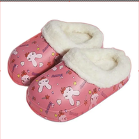 kocotree kk树 儿童棉拖鞋 半包跟款 KQ21167 玫粉小兔子 21-22码