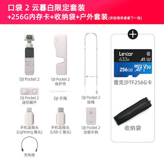 大疆（DJI）口袋灵眸云台相机2 osmo pocket 2 手持云台稳定器 云慕白套装+TF256G+收纳袋+户外套装 一年版随心换