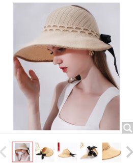 上海故事 夏季防晒遮阳女时尚折叠檐空顶帽子