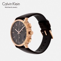 Calvin Klein CK凯文克莱（Calvin Klein）Posh 铂时系列 黑色皮带圆盘男表 带日历石英表 K8Q376C3（表盘:42MM）