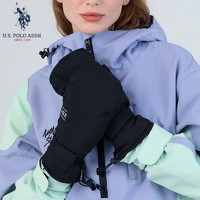 us polo assn U.S.POLO ASSN.滑雪手套女士秋冬季加绒加厚防风可触屏户外运动情侣款手套 UPST-M2022008 女款-黑色
