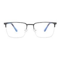 PLUS会员：pulais 普莱斯 眼镜框GXT 3082黑银+万新 1.74防蓝光镜片