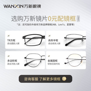 万新（WAN XIN） 万新近视眼镜防蓝光辐射非球面现片配眼镜框男女1.67成品眼镜 金属-半框-2034BK-黑色 防蓝光-1.67