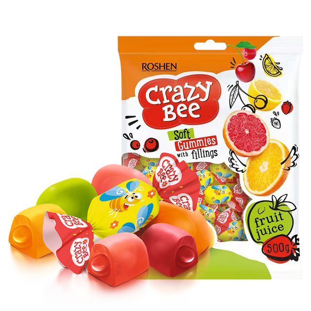 ROSHEN 如胜 小蜜蜂水果夹心软糖500g