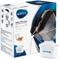 BRITA 碧然德 Elemaris XL 滤水器水壶,用于减少氯、水垢和杂质,黑色,3.5升