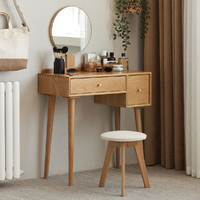 原始原素 全实木梳妆台北欧简约现代卧室家具双抽书桌网红化妆桌D8059