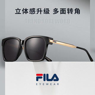 FILA 斐乐 男女款太阳镜 FLS7440 磨砂黑框冰蓝片 56mm