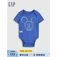 Gap 盖璞 新生婴儿米奇纯棉连体衣869591夏儿童装 宝蓝色 90cm(18-24月)