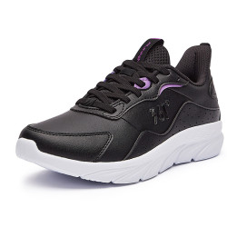 361361度女鞋运动鞋春季新款革面跑步鞋女曜石黑魔力紫36