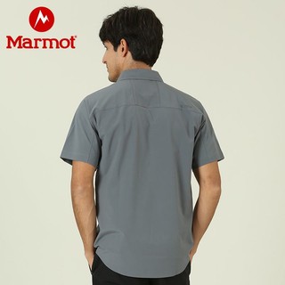 Marmot 土拨鼠 清仓Marmot土拨鼠春夏运动户外休闲透气商务素色男短袖衬衫