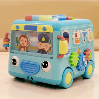 宝丽宝宝巴士婴儿玩具0-1岁 儿童玩具汽车男女孩1-3岁 早教启蒙拆装玩具车3-6岁工具箱小孩礼物 智慧巴士-蓝色