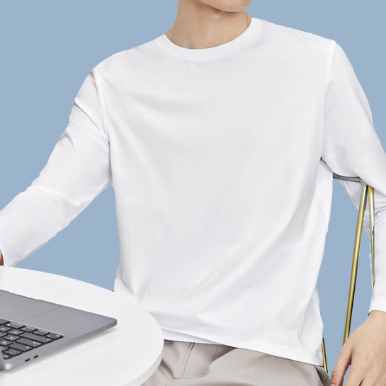 京东京造 抗菌系列 男士圆领长袖T恤 6941257433026 白色 XL