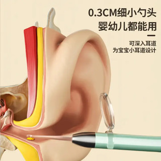 儿童挖耳勺发光掏耳朵神器可视软头耳镊鼻屎夹电池款挖耳勺3件套