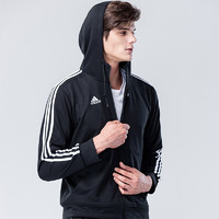 adidas 阿迪达斯 运动套装春秋棉夹克运动裤两件套户外运动服 黑/白（帽衫） S