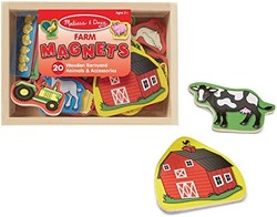 Melissa & Doug 木制磁贴套装-形状和农场