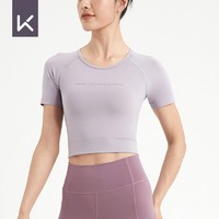 Keep 瑜伽短袖短款修身高弹包裹短袖T恤女显瘦速干健身服吸汗12416