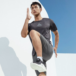 夏季男新品短袖针织衫圆领户外跑步健身透气轻薄运动T恤 M 基础黑花灰-5