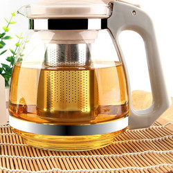 金熊 玻璃茶壶 耐热玻璃大容量花草茶壶 31.5L T101杏色