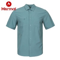 Marmot 土拨鼠 新款户外运动男士商务休闲衬衫短袖透气速干