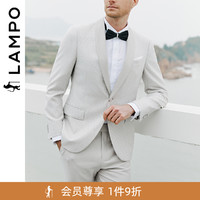 LAMPO/蓝豹西装男套装进口纯羊毛商务青果领超修身新郎西装外套男