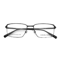 镜宴 &essilor; 依视路 CVO2001BK 黑色金属眼镜框+钻晶A4系列 1.60折射率 防蓝光镜片