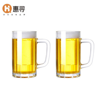 惠寻 京东自有品牌 啤酒杯 玻璃把手扎啤杯加厚玻璃水杯男家用4只装400ml*4