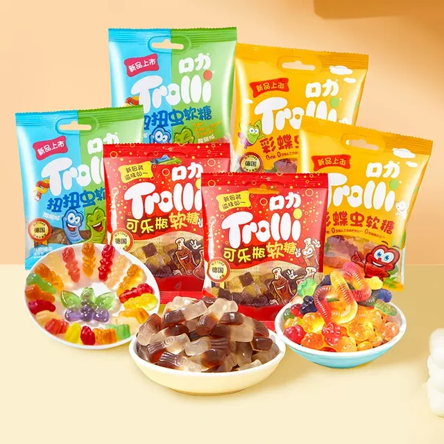 Trolli 口力 软糖 彩蝶虫48 g*2+扭扭虫48g*2+可乐60g*2