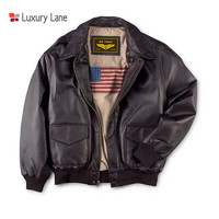 Luxury Lane真皮皮衣夹克男士二战经典A2飞行员皮夹克加棉保暖外套加肥加大 美国尺码  深褐色 MT(加长码)