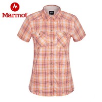 Marmot 土拨鼠 春季新款户外女士亲肤柔软舒适格子短袖衬衫58510