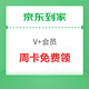  京东到家 价值20元会员周卡免费领　