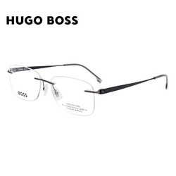HUGO BOSS 雨果博斯 近视眼镜男款枪色镜框黑色镜腿光学眼镜架眼镜框1424 PTA 56mm