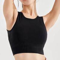 暴走的蘿莉 運動內衣女聚攏定型防震文胸瑜伽鏤空背心式bra健身衣 LLWX588 黑色 M