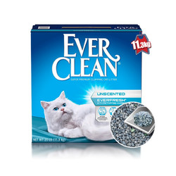EVER CLEAN 铂钻 美国原装进口 Ever Clean铂钻 低尘锁水结团高效除臭膨润土矿砂猫砂（蓝白标）25磅（11.3千克）蓝