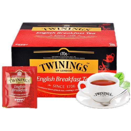 英国TWININGS川宁进口英式早餐红茶2g*50袋