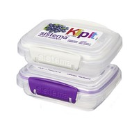 sistema 马卡龙矩形保鲜盒 200ml 白色+紫色