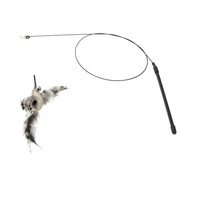 逗猫棒带铃铛长杆替换头懒人猫玩具套装羽毛解闷耐咬猫咪逗猫神器 钢丝小旋风条纹替换头 2件