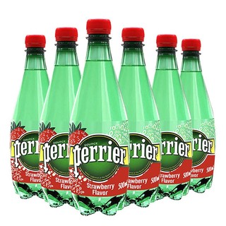 perrier 巴黎水 青柠桃子原味西柚草莓柠檬味500ml整箱24瓶Perrier法国进口气泡水 草莓味