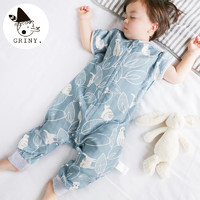 Griny 格里尼 睡袋婴儿春夏季薄款竹棉纱布分腿宝宝短袖儿童空调房防踢被