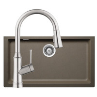 hansgrohe 汉斯格雅 柏墨斯系列 43122240 石英石水槽+双速抽拉龙头 秘驼棕 790*454*195mm